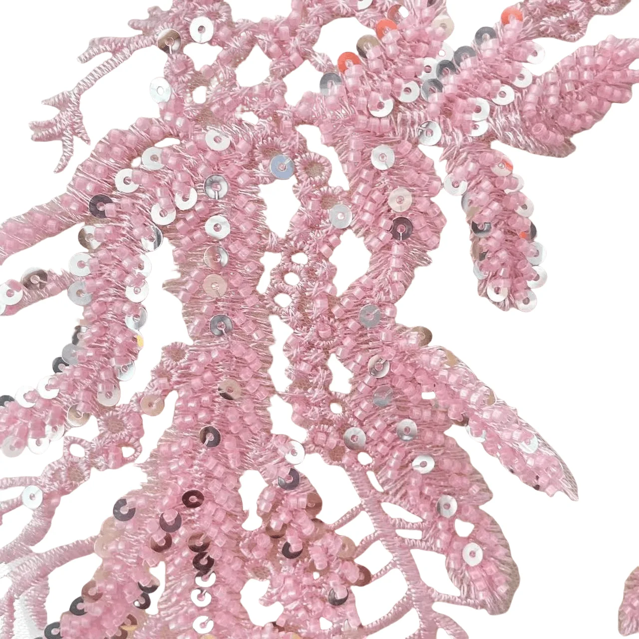 Beaded Sequins 3D Decals Mirror Flower Lace Fabric Evening Dress Front Chest Back Applique Patch Decoration. DIY Sewing Supplies