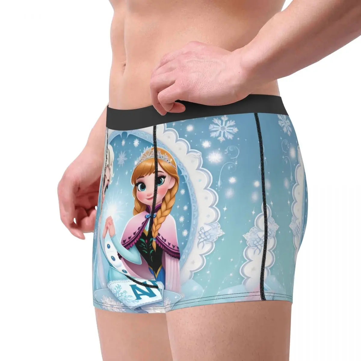 Biancheria intima maschile personalizzata moda classica Frozen Anime Adorabile ElsaAnna Boxer Slip Pantaloncini traspiranti Mutandine Mutande
