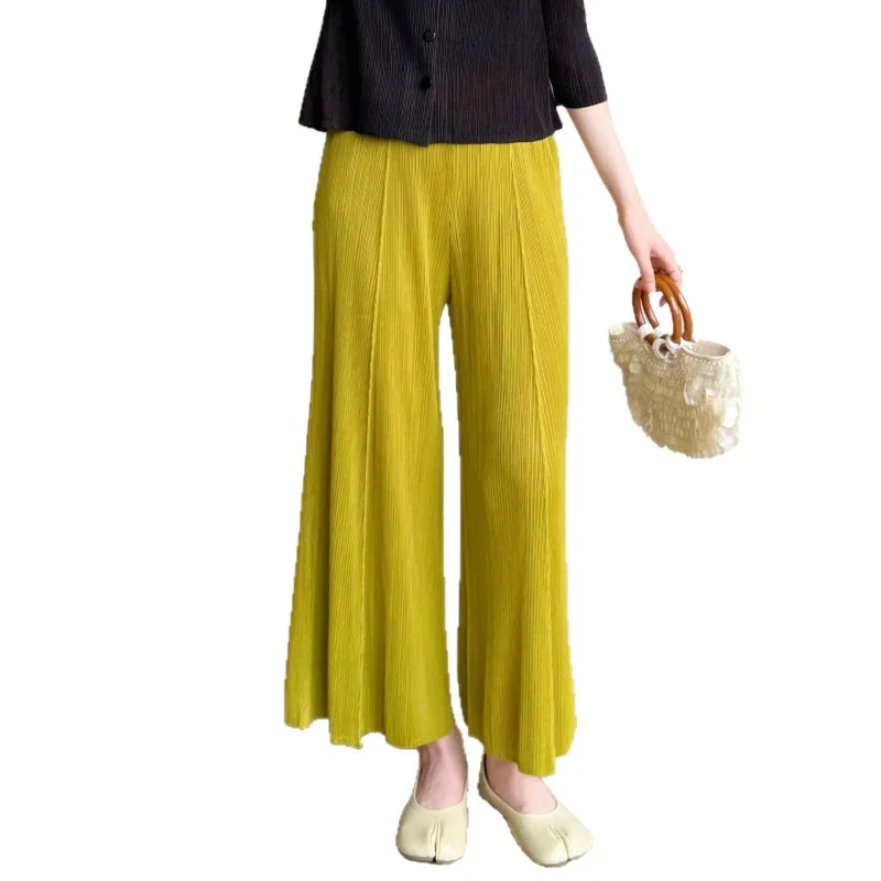 미야케 플리츠 팬츠 2025 가을 신상 플리세 고급 플리츠 의류 플러스 사이즈 루즈 캐주얼 다용도 기품 출퇴근 팬츠