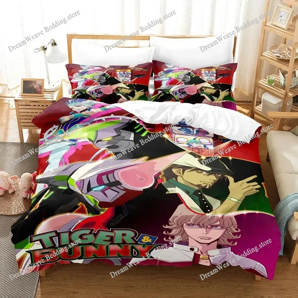 

Anime Tiger & Bunny Bedding Set Duvet Cover Bed Set Quilt Cover Pillowcase Comforter King Queen Size Boys Adult Bedding Set