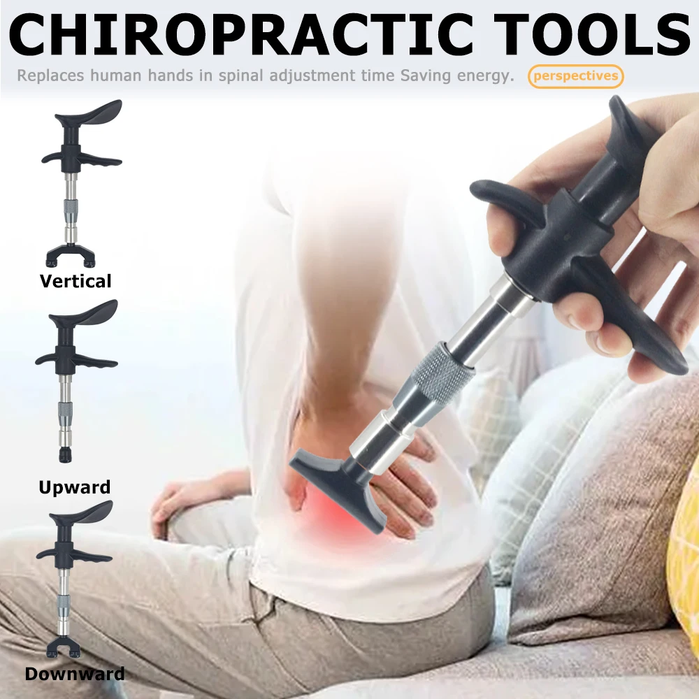 4 Head Chiropractic Adjusting Tools Spine Massage Gun Relaxation Limb Pain Relief Therapy Correction Spinal 300N Manual Massager