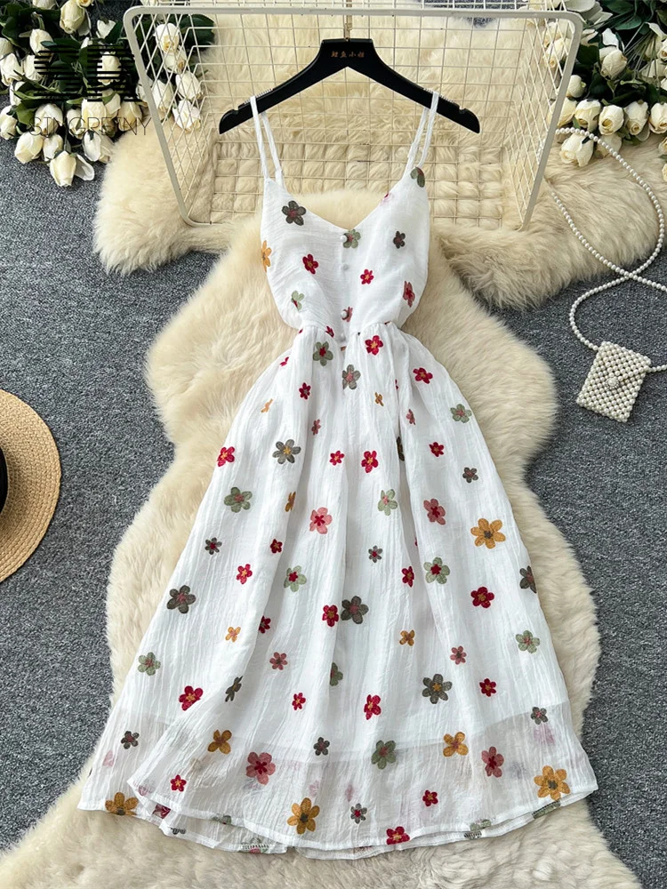 ladies a line dresses white a line dresses for women A-line Spaghetti Strap White Lace Chiffon Beach Wedding Dress WD290 US6 / White