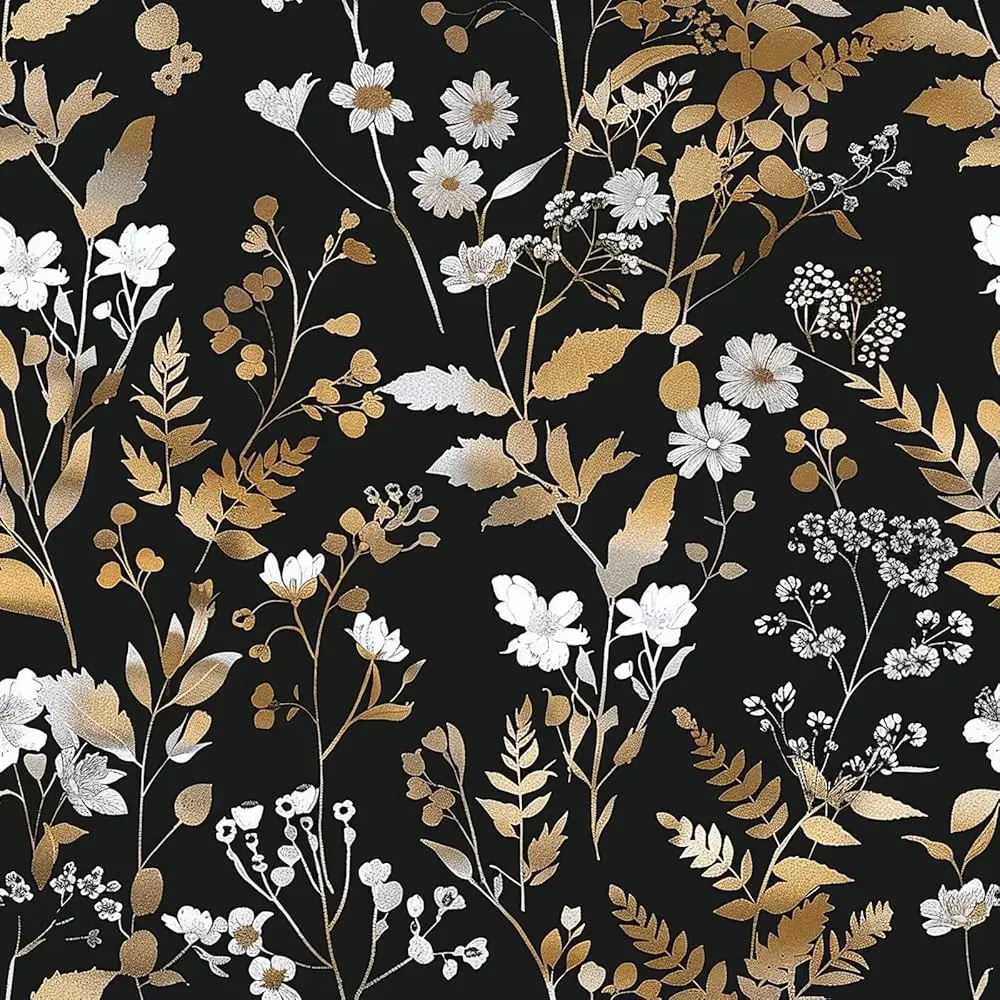 

Golden Leaf Peel And Sti Wallpaper,300 * 45Cm White Floral Wallpaper Self-Adhesive Contact Paper For Living Room Bedroom