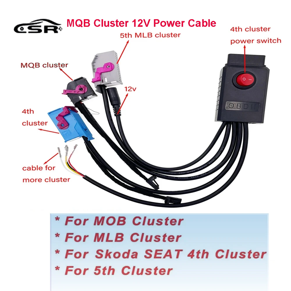 MQB Cluster 12V Power Test Cable ID48 Key Program for MOB MLB NEC35XX NEC 4th Cluster 5th MQB48 Instrument Cable Fit for VVDI 2