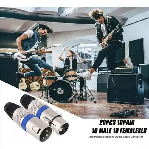 Imagen 2 del producto Conector de Cable XLR de 20 piezas, extremos XLR de colores de 3 pines, micrófono de Audio macho/hembra, enchufe DMX para mezclador de AUDIO SM7B BETA58