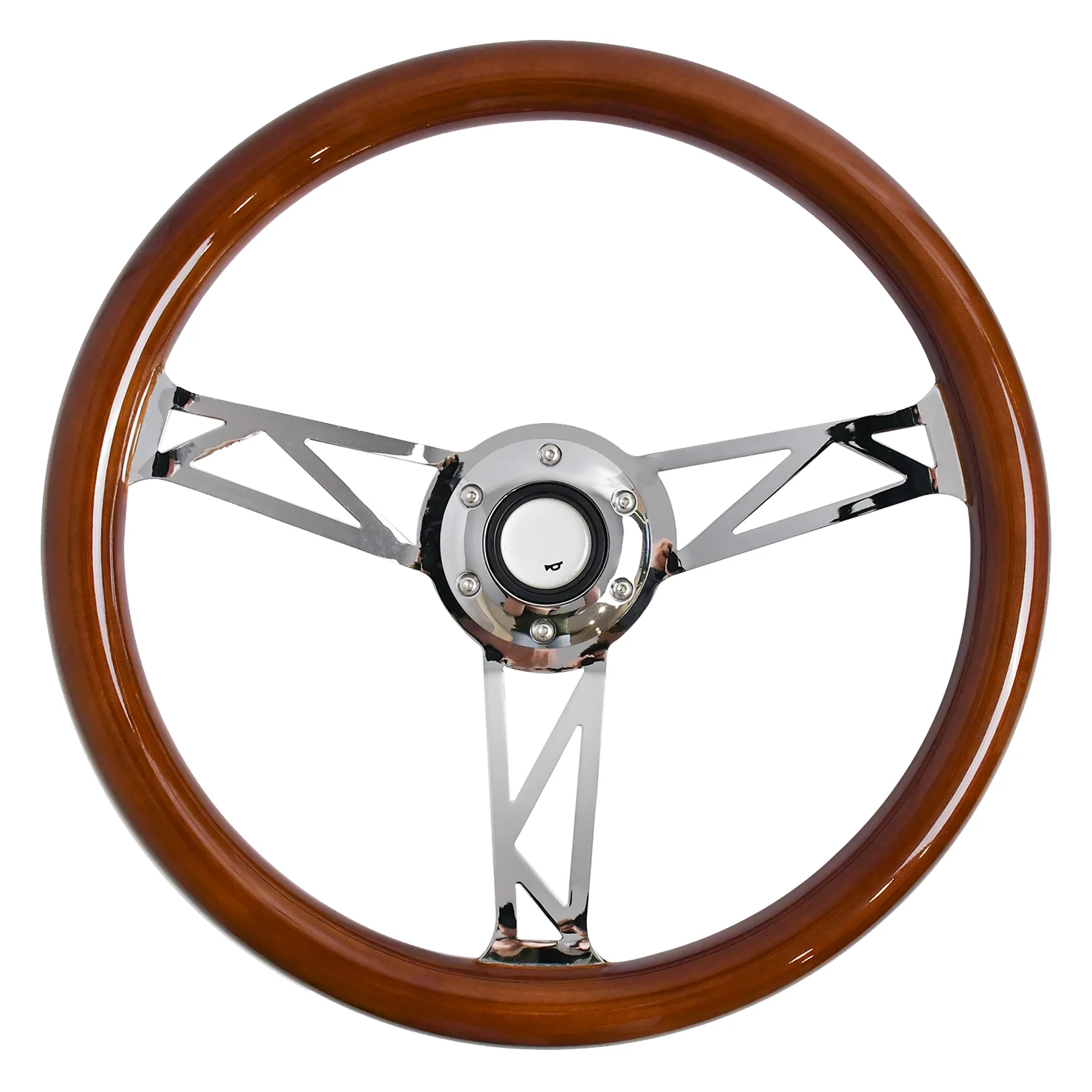 

Tiypeor 15inch 380mm Universal Solid Wood Steering Wheel Brown Vintage Style for Racing Cars