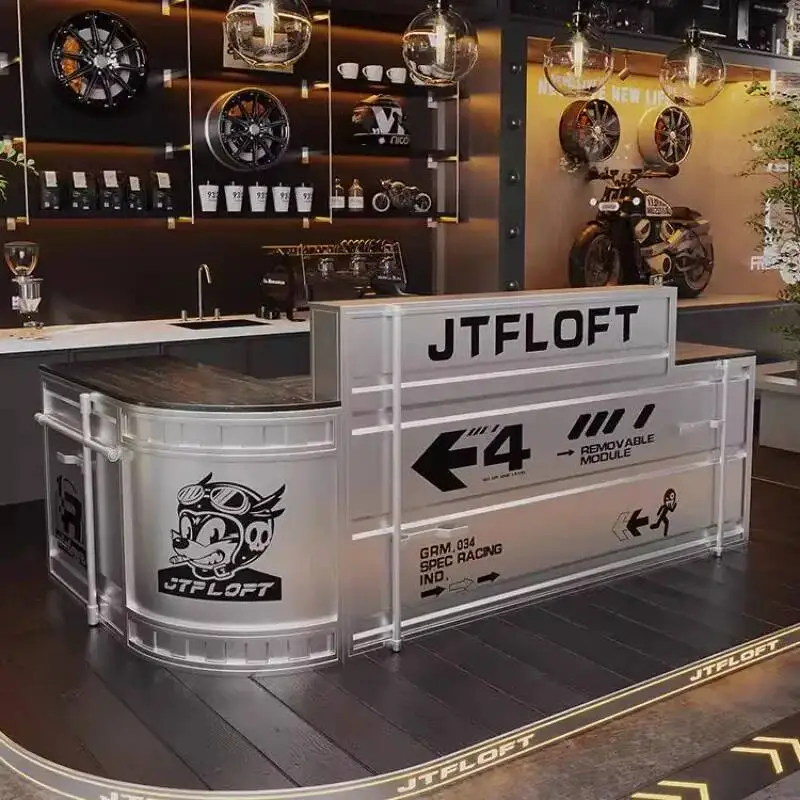 Checkout High-end Reception Desks Front Desk Store Counter Service Reception Desks L Shaped Welcome Bureau Industrial Furniture