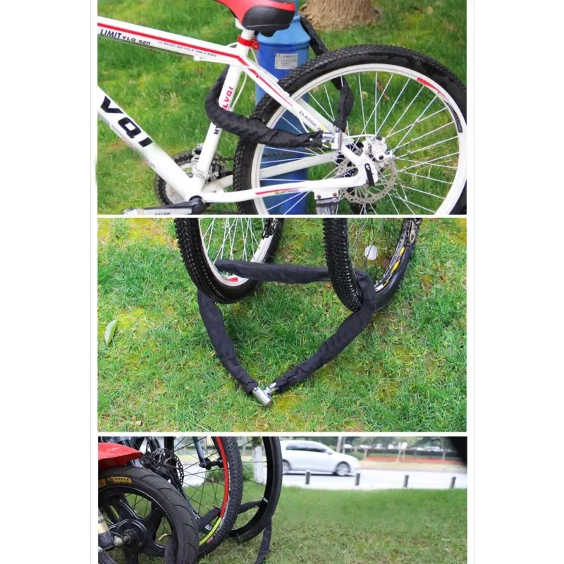 Fahrrad Kettenschloss Fahrrad Heavy Duty Sicherheitsschloss 80CM Metall Anti-diebstahl Mountainbike Straße Motorrad Roller Vorhängeschloss mit Schlüssel