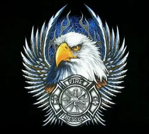 Fire Department Shield Badge Bald Eagle Flames Printed Fireman T-Shirt. Summer Cotton Short Sleeve O-Neck Mens T Shirt New S-3XL