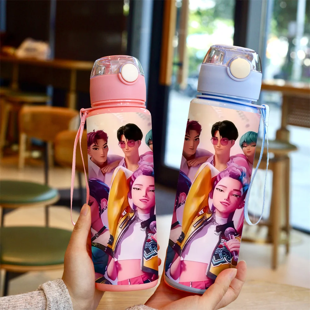 Taza de agua impresa en 3D, KPop Girl Demon Hunter, fiesta de cumpleaños, Kpop Anime, botella de agua de plástico portátil, taza de dibujos animados para niños de 700ML