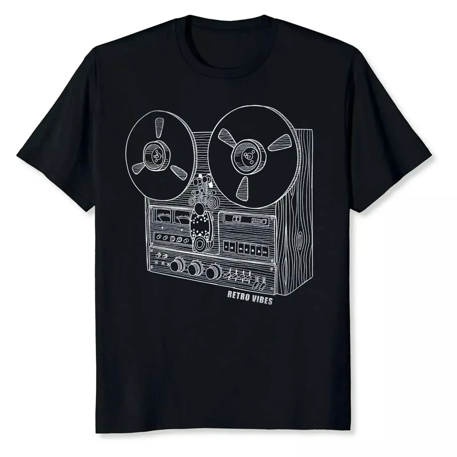 Cassette Tape Reel To Analog Sound System Retro Vibes T Shirt S 5XL vintage Washed designer clothes Soft Unisex Breathable