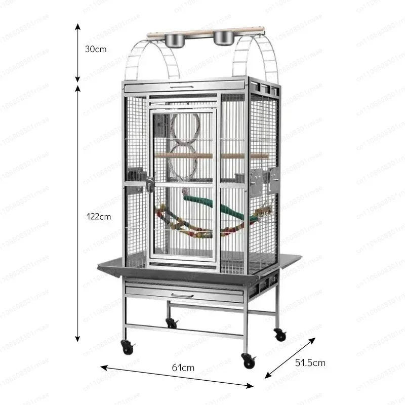 YbjExtra Large Stainless Steel Parrot Bird Cage with Wheels Breeding Cage