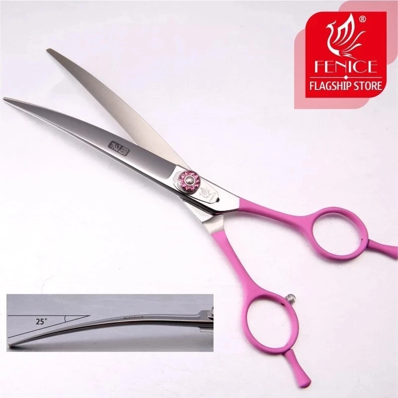 

Fenice professional 7.0/7.5/8.0 inch pet curved scissors in dog scissors grooming cutting shears makas tijeras