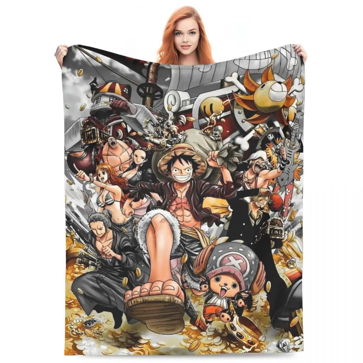 O-One P-Piece Anime Blanket Quality Soft Warm Throw Blanket Winter Airplane Travel Bedroom Comfortable Bedspread