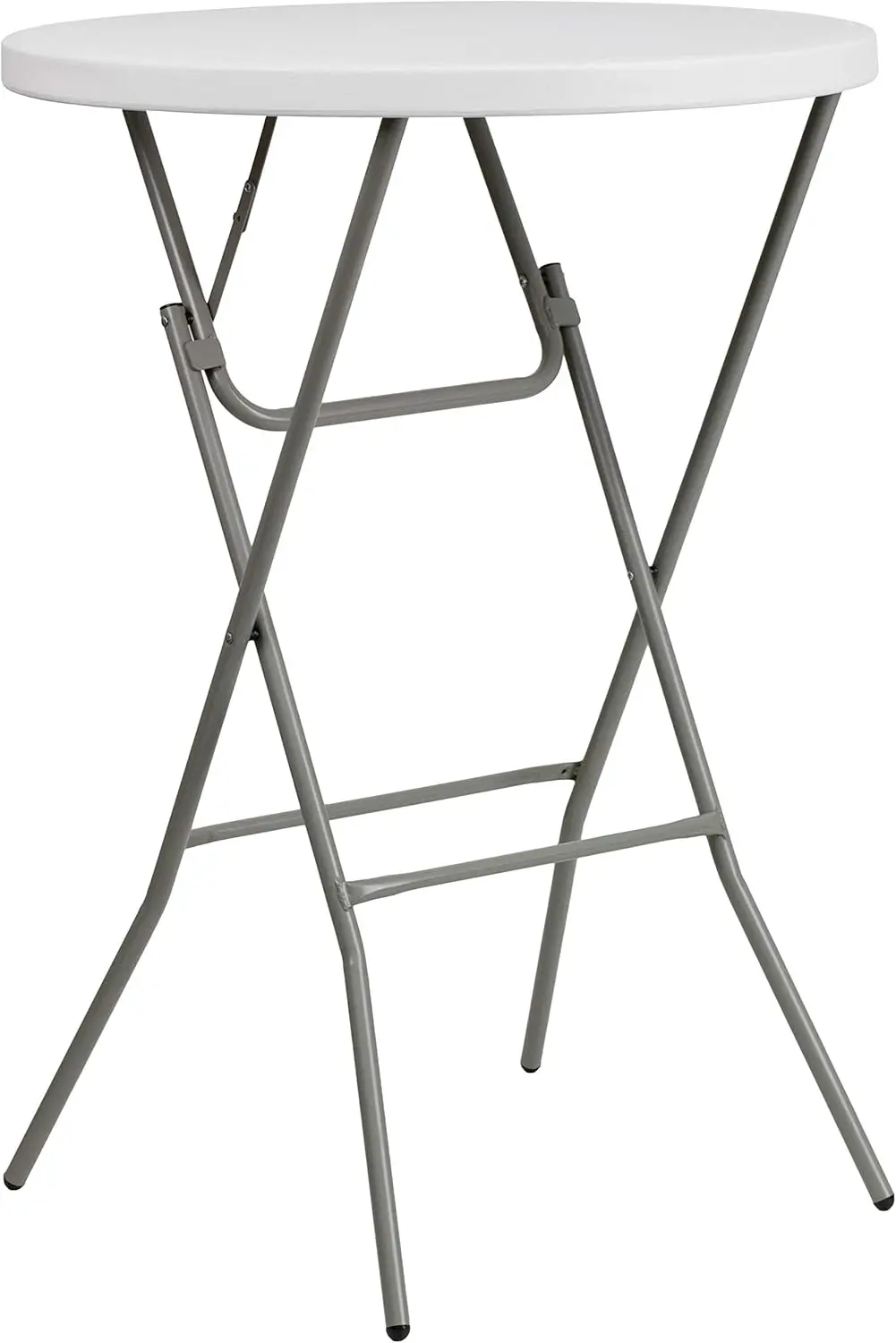 2.6-Foot Round Granite White Plastic Bar Height Folding Event Table