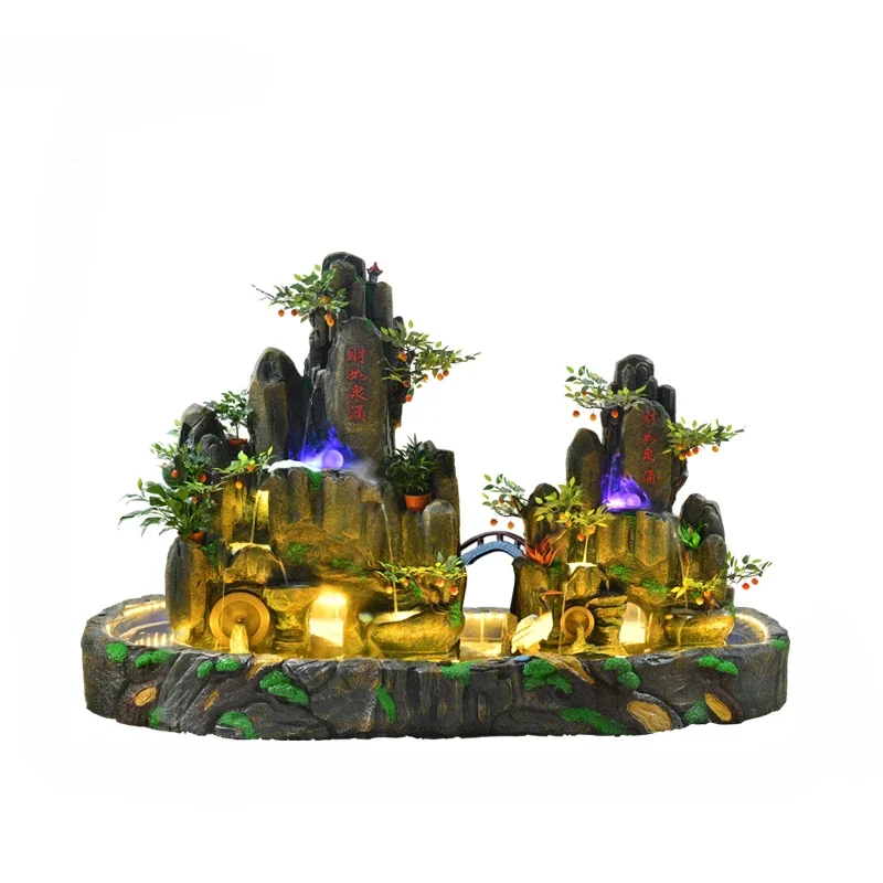 Large double-sided floor-to-ceiling rockery fountain ornament landscaping garden decoration lucky living room courtyard