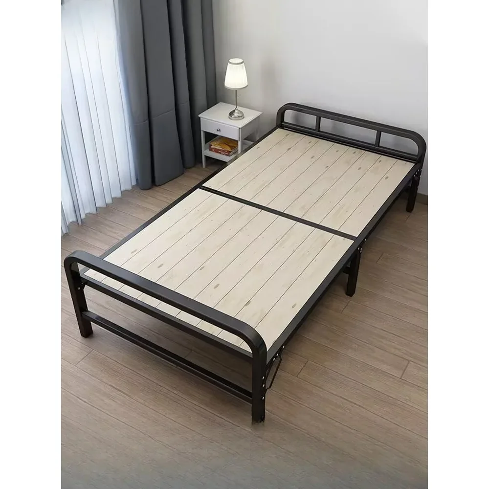 

Solid wood folding bed single winter household adult sturdy lunch break temporary bed portable dormitory 1 meter 5 double iron b