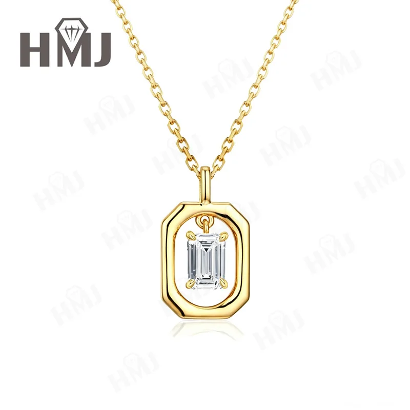 Vintage-Rahmen Moissanit-Anhänger 925 Sterling Silber D-Farbe Smaragdschliff Jubiläumsgeschenk Feiner Schmuck für Sie – Detail 4