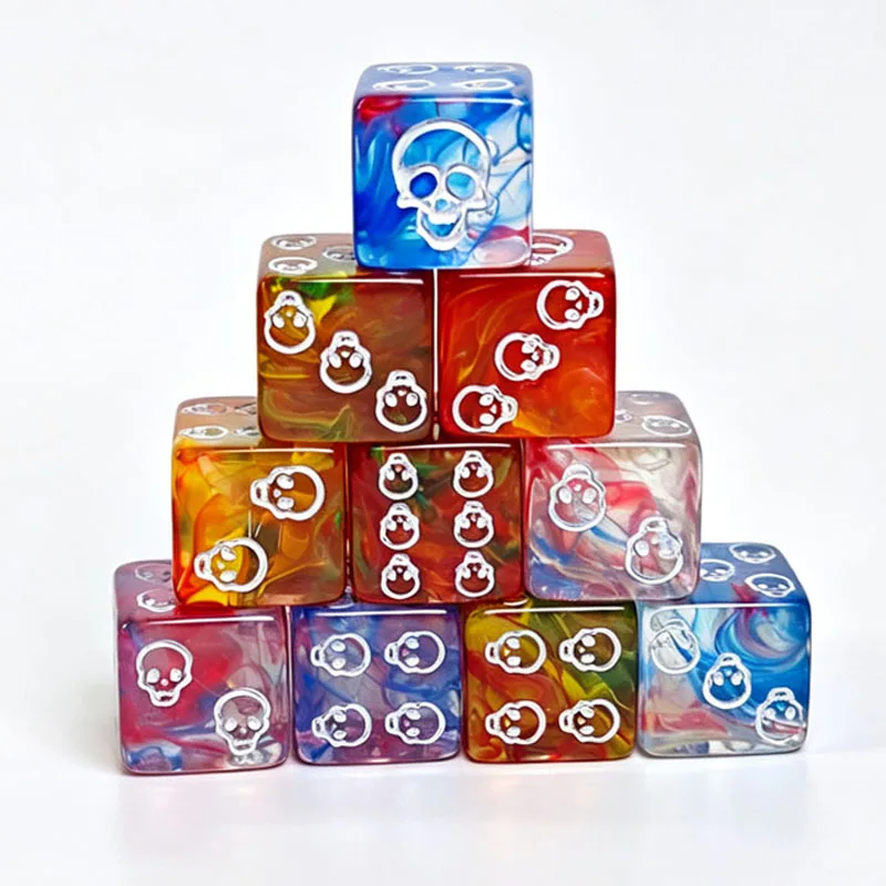 10PCS Halloween Theme Party Dice Acrylic 16MM Round Corner Travel Family Gathering KTV Bar Table Board Games Accessories