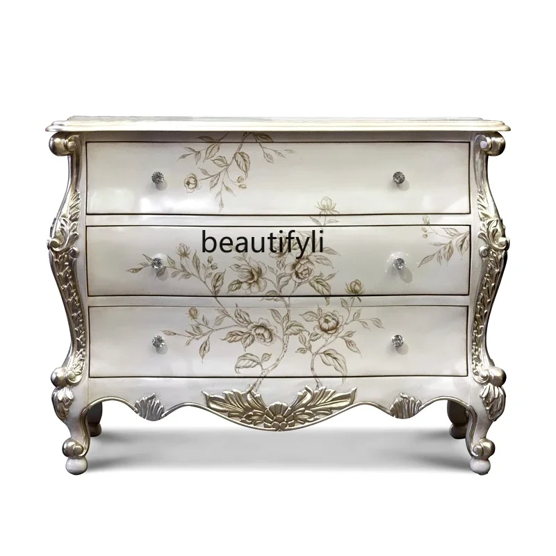 

xz European porch decoration cabinet American style foyer neoclassical fashion painted cabinet solid wood decorative storag