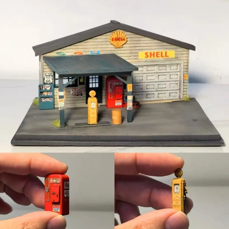 لبرتي 64 مشهد مصغر محطة غاز مصغرة خامسة نموذج سيارة مشهد زخرفة، لعبة الصبي، هدية المهرجان. #1