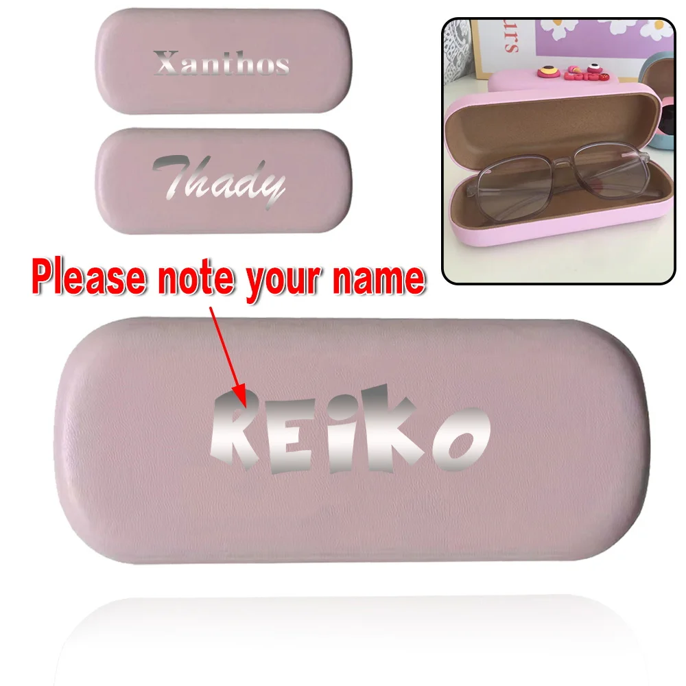 

Customized Name Leather Glasses Storage Box PU Travel Case Spectacle Organizer Hard Shell Eyewear Container Custom DIY Gift Idea