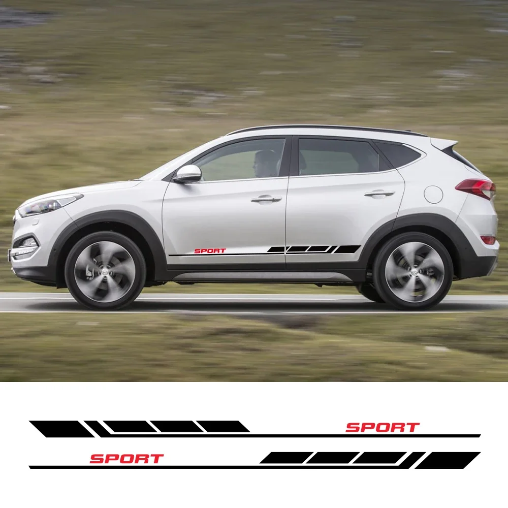 

For Hyundai Tucson 2017-2023 Car Door Side Trim Stickers Long Strips Sport Styling Vinyl Film Decals Auto Tuning Accessories