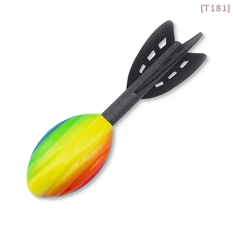 

[E] 29cm Rainbow Foam Spiral Rocket Football Hand Throwing Toy Outdoor Long Distance Darts Toy Integrative Fun Throwing Game