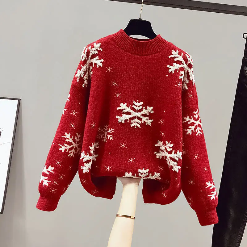 

Christmas Snowflake Pattern Sweater Loose Fashion Women's Sweater Pullover in Autumn and Winter 2025