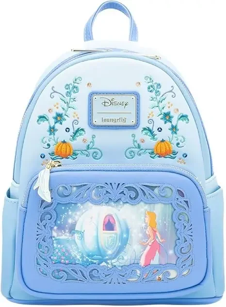 Princess Dreams Series Cinderella Womens Backpack Mini Backpack Blue Disneyland Lady Double Shoulder Backpacks