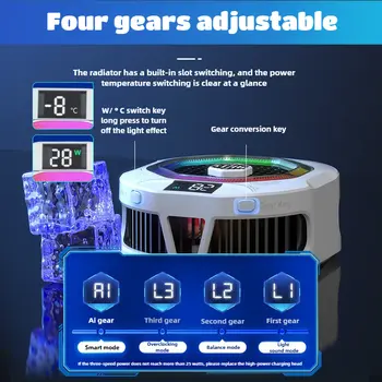 2025 NOVÝ TH12 Chladič mobilního telefonu Polovodičový chladicí ventilátor Chladič AI Inteligentní mrazák s digitálním displejem pro iPhone Android 10 nejlepší prodej mobilní chladič - №10