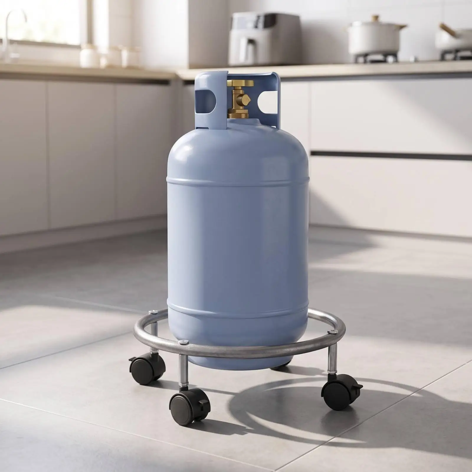 Movable Gas Bottle Base Low Profile Cylinder Trolley with Caster Wheels for Home