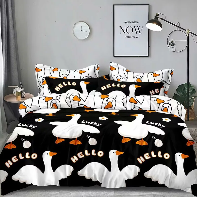 

Animal Cartoon Printed Bedding Set Brushed Skin Friendly Comforter Cover Set for All Seasons Queen King Size Textile Supplies