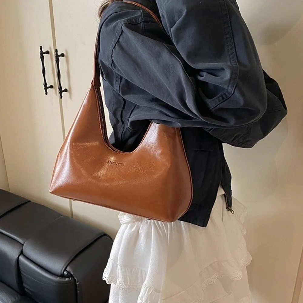 

Soft Solid Color Women Hobo Bag Large Capacity Purses Underarm Bag Handbag Side Bag PU Leather Shoulder Bag Girls