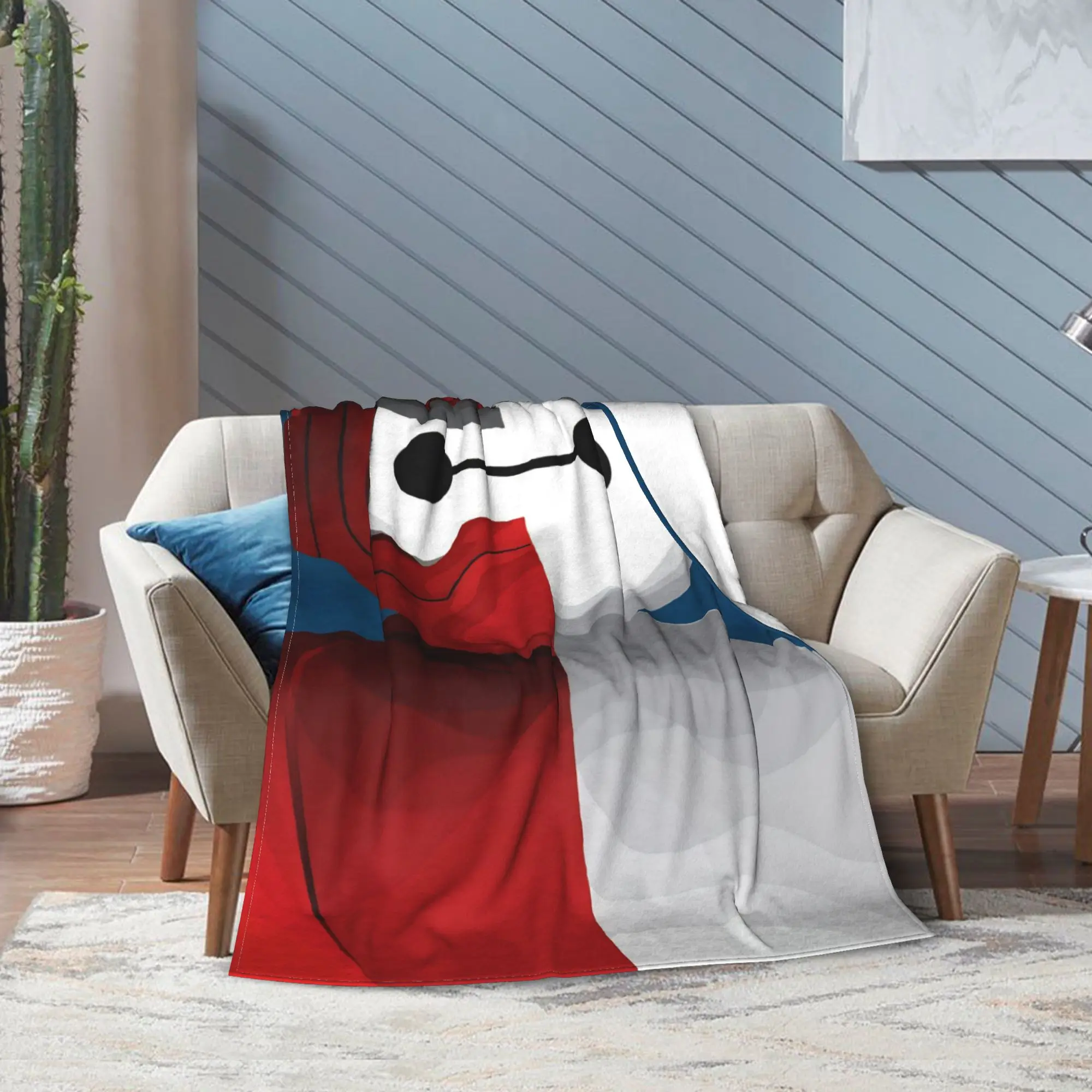 كبير بطل Baymax درع المرجان الصوف أفخم رمي البطانيات هيرو حمادا للسرير بطانية محبوكة السفر سوبر لينة متعددة الوظائف #4