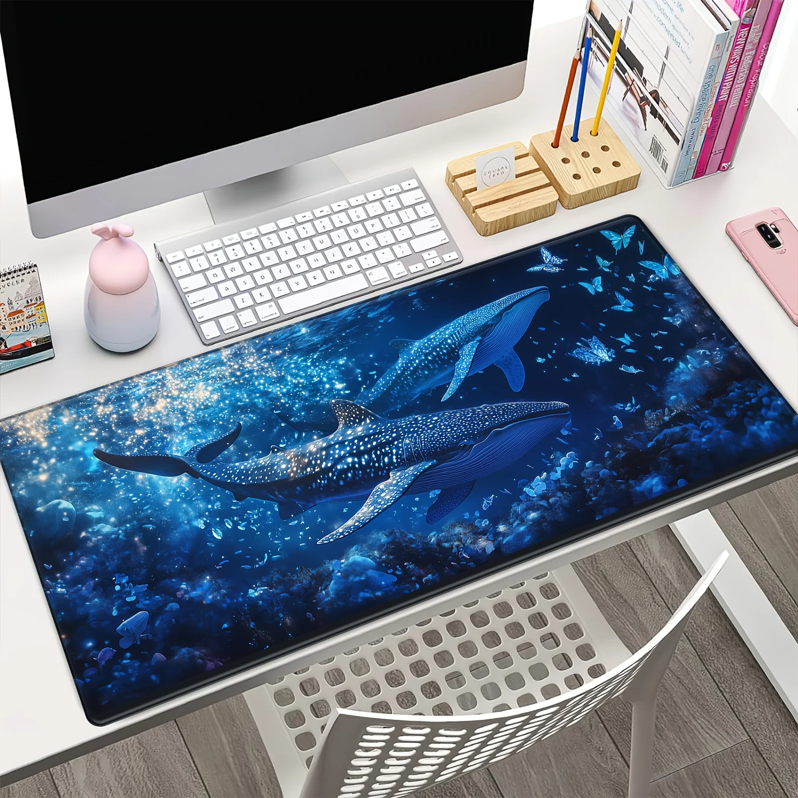 

Большой коврик для мыши с дизайном «Фантастический кит», настольный коврик, игровой коврик, аксессуары для ПК, коврики для клавиатуры и мыши, офисный коврик, alfombrilla ratón