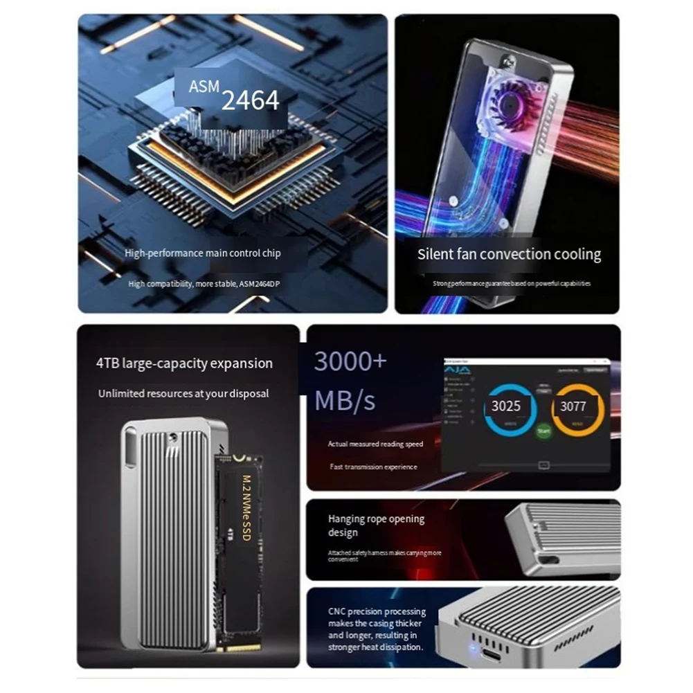 A40I 40Gbps USB4.0 M.2 NVMe SSD Enclosure Compatible with Thunderbolt4/3 USB4 Support SSD Size 2280 B+M M-Key