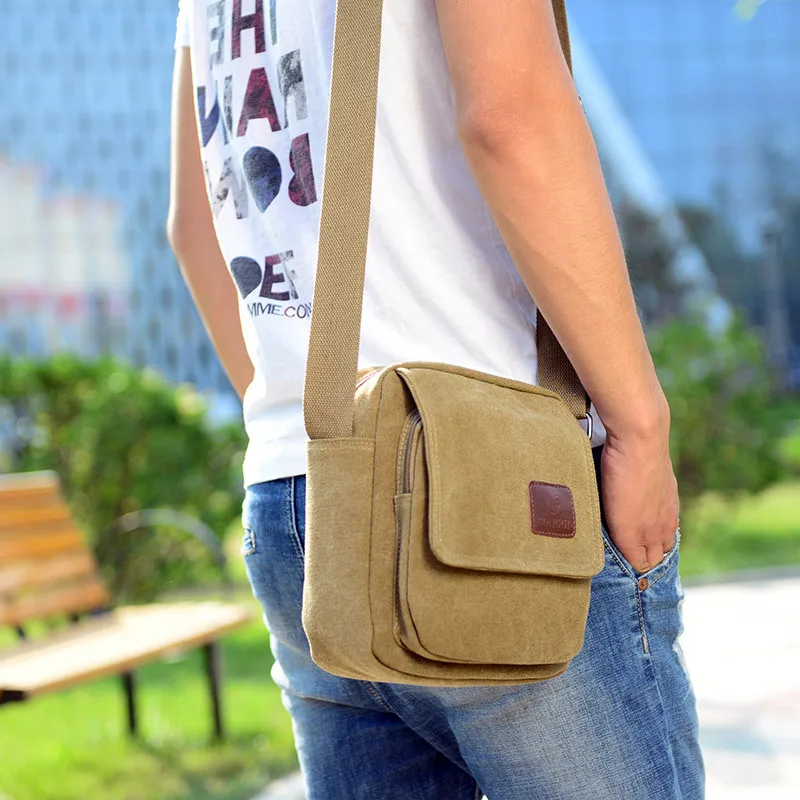 Canvas Shoulder Bag Men's Casual Korean Fashion Crossbody Simple Lightweight Small Backpacks