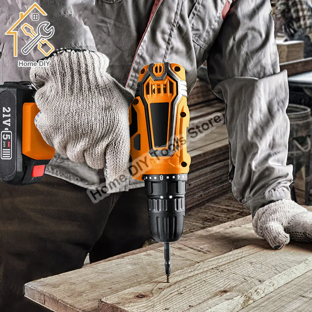 12/21V Impact Cordless Screwdriver high-power High Speed Drills Rechargeable Battery Drill Household Drill Power Tools