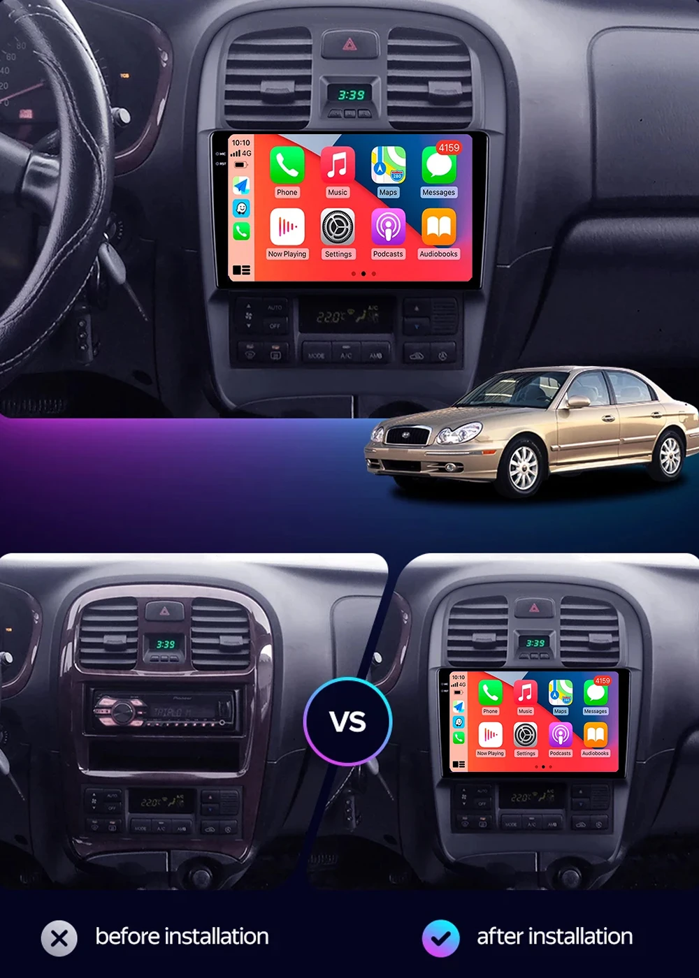 أندرويد 15 Carplay Auto2K لشركة هيونداي سوناتا EF 2001 - 2012 راديو السيارة الوسائط المتعددة مشغل فيديو الملاحة ستيريو GPS BT WIFI 4G #2