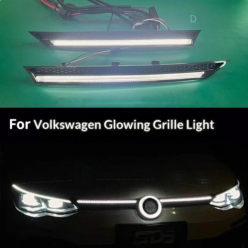 For Volkswagen VW Golf 6 MK6 Golf 7 MK7 5 Golf 8 CC GTI Glowing LED Grille Light Bar Full Width Front Grille Lamp Accessories