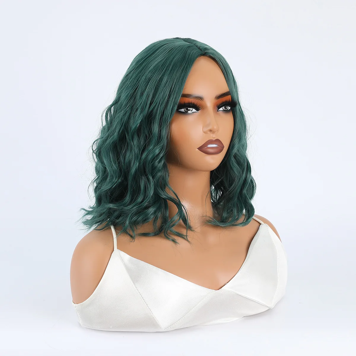 Gemengde Bruine Ombre Synthetische Korte Groene Bob Pruik Voor Vrouwen Natuurlijke Krullende Golvende Cosplay Lolita Hittebestendige Synthethet Haar Pruik