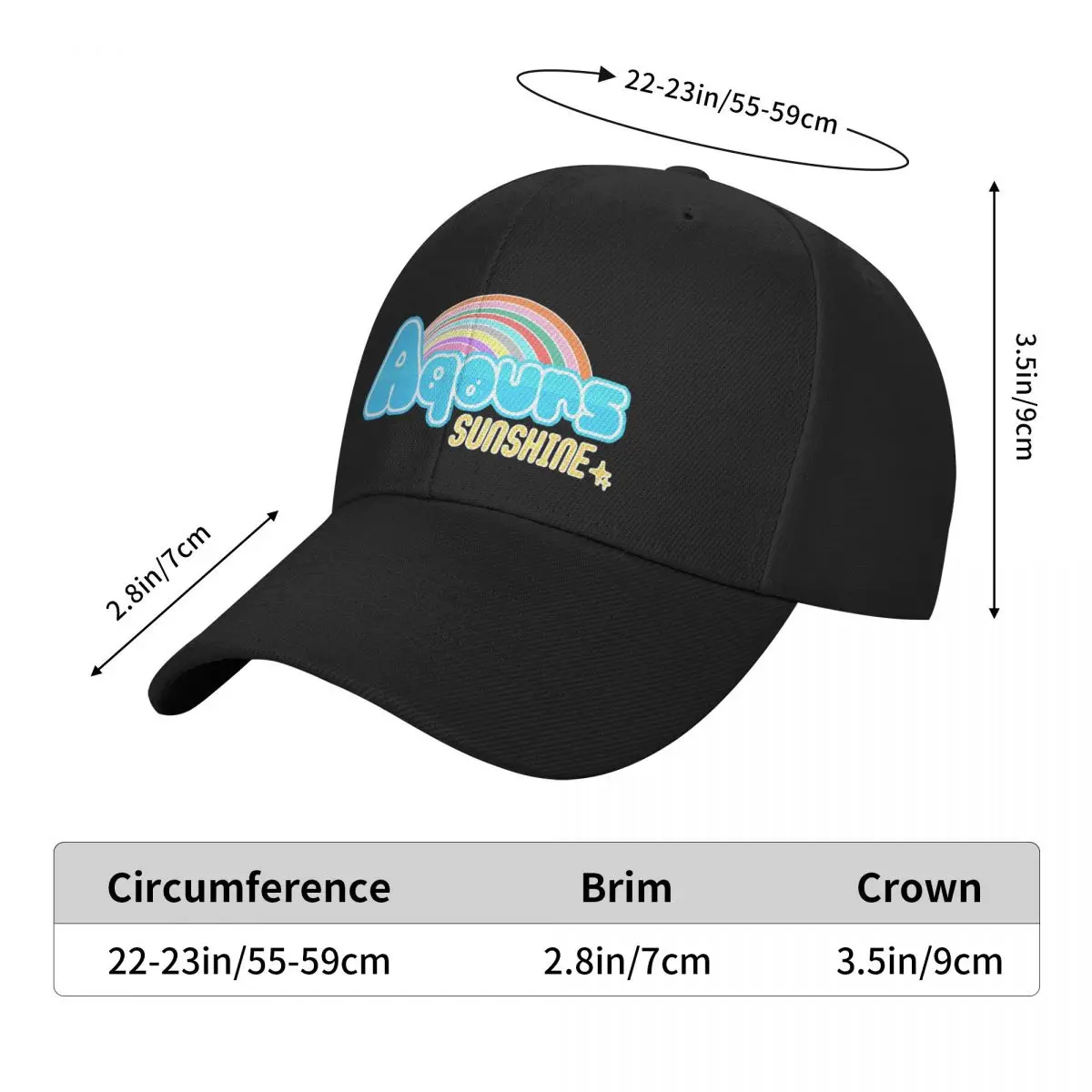 Aqours sunshine!!! Baseball Cap Sunscreen Hat Man Luxury Hat Beach Anime Hat Men Hats Women's