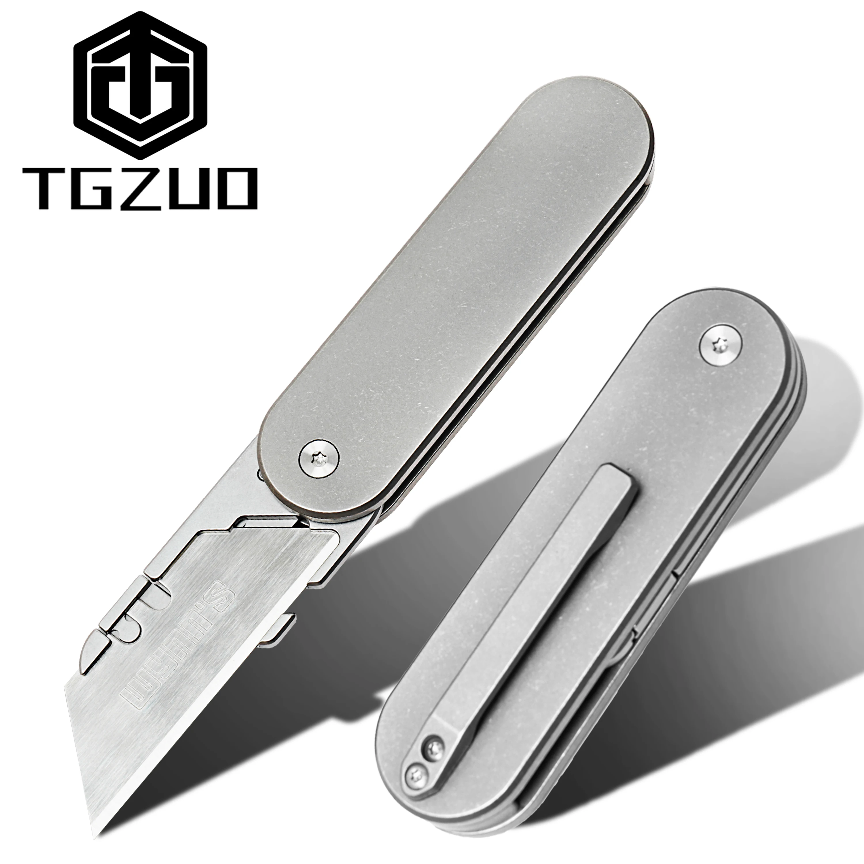 

Titanium Alloy Folding Utility Knife Multitool DIY Paper Cutter Pocket EDC Tool Outdoor Camping Equipped with 10 Sharp Blades