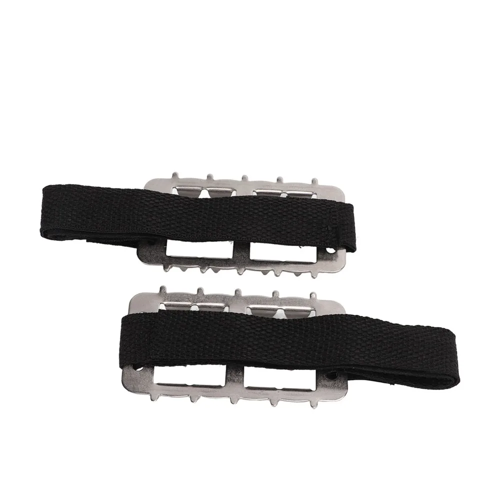 1 pair Portable Stainless Ice Crampons 10-Tooth Ergonomic Shoe Ice Grippers Adjustable Fit Anti-Slip Cleats Climbing