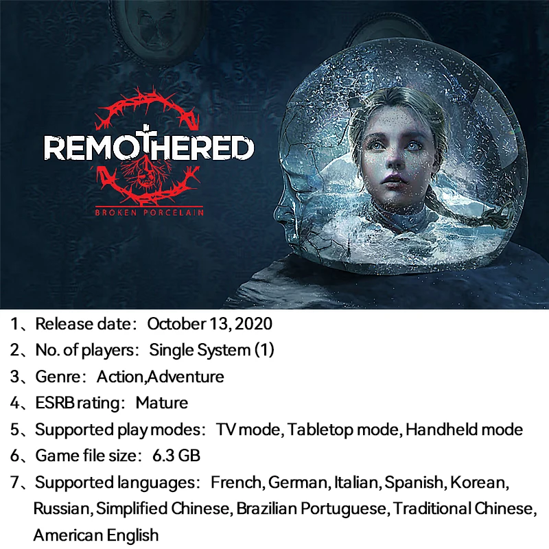 Remothered: Broken Porcelain Nintendo Switch Game Deals Physical for Nintendo Switch Oled Nintendo Switch Lite Switch Game Cards