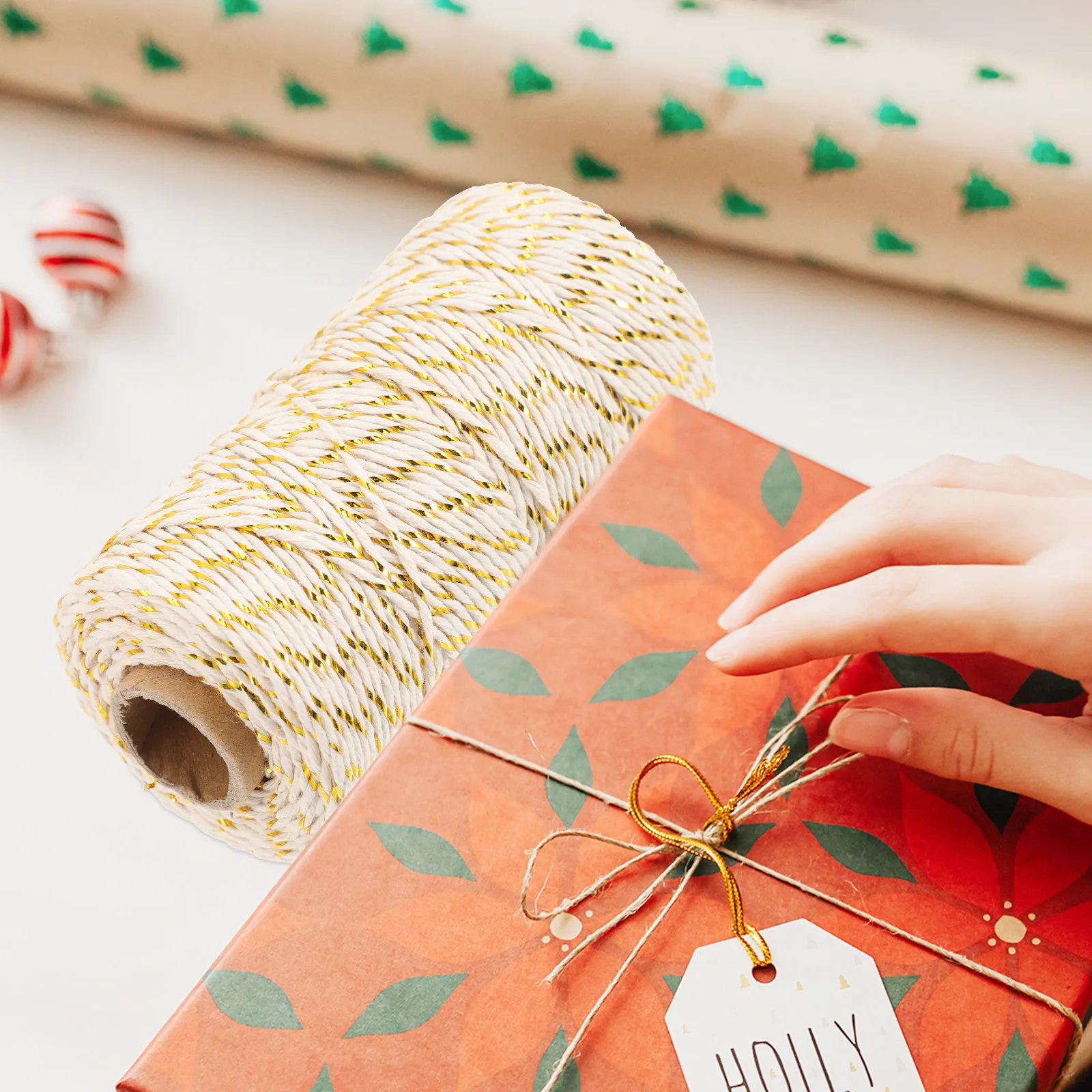 2 Bundles Metallic Gold Silver String Binding Ropes Multipurpose Gift Wrapping Ribbon Holiday Decorative Tie Straps for Cards