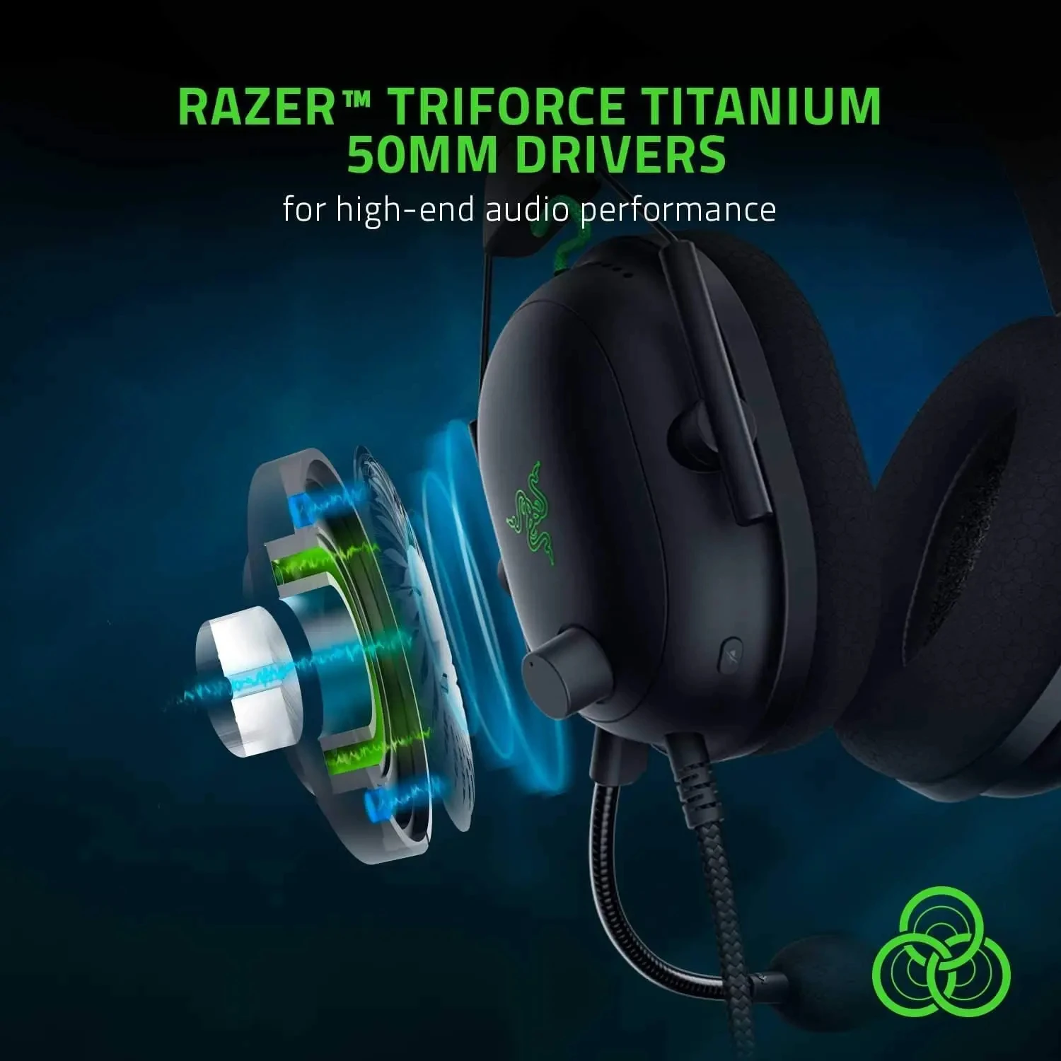 Razer BlackShark V2 مع بطاقة صوت USB للألعاب سماعة رأس سلكية للألعاب الرياضية الإلكترونية لتقليل الضوضاء السلبية تعديل Delta EQ CSGO