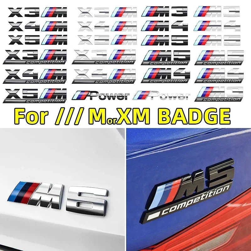 ABS Chrome car rear Trunk Emblem sticker styling power competition logo for BMW M M1 M2 M3 M4 M5 M6 X7M X2M X3M X4M X5M X6M