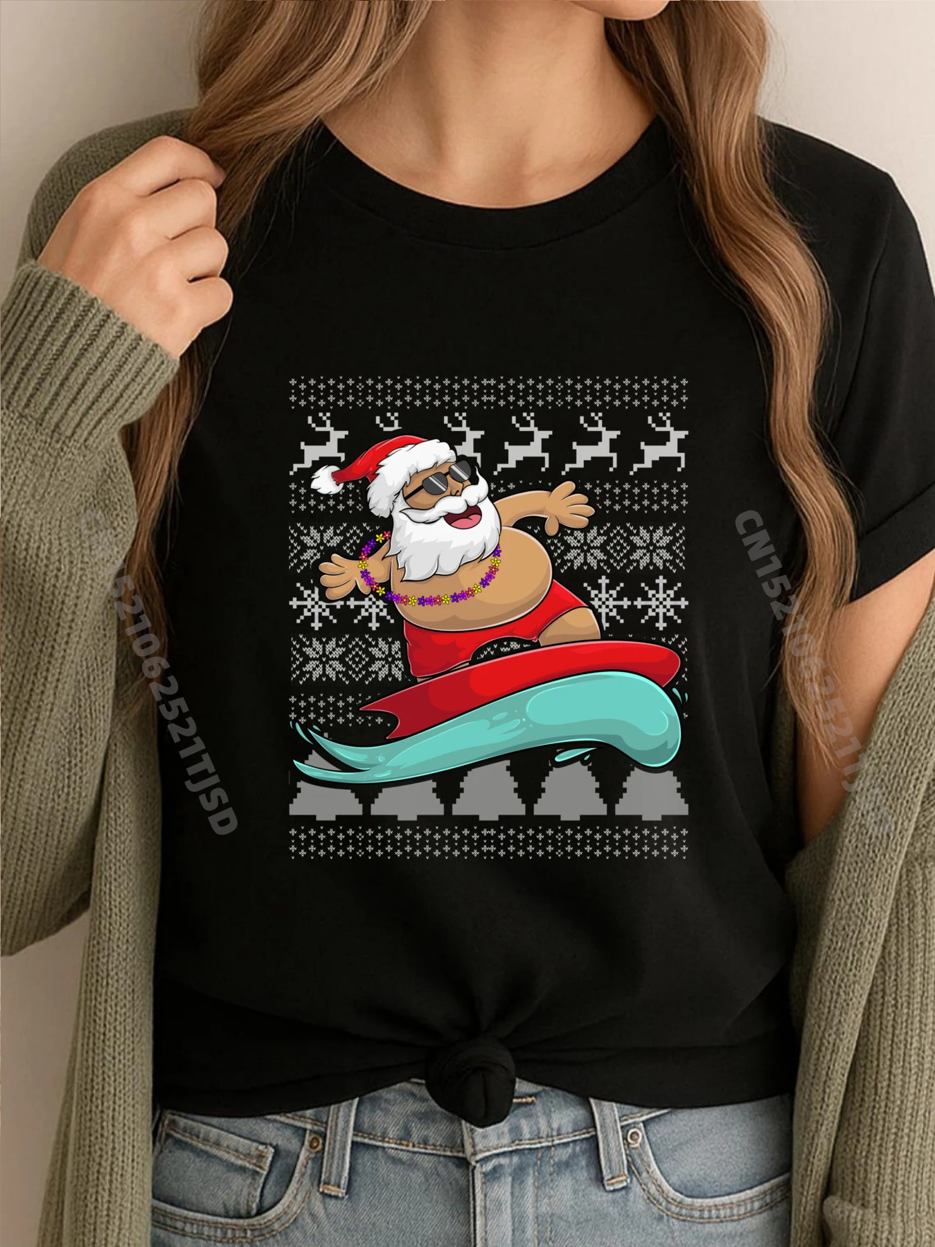 

Ugly Sweater Christmas Mele Kalikimaka Apparel Santa Surf Plain Shirt Oversized T Shirt Geek